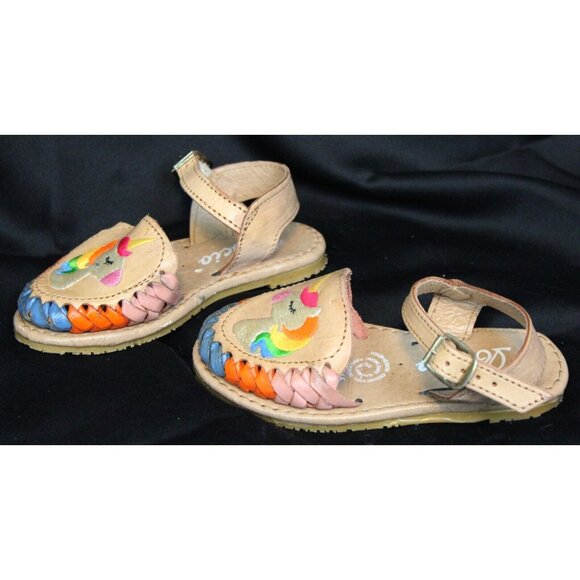 Huaraches Rocio Mexican Leather Sandals Girls 10 Toddler Unicorn Rainbow Ankle S - Picture 4 of 9